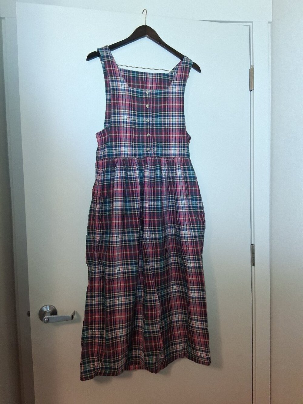 Vintage LL Bean overall jumper Dress Women Plaid Cotton flannel USA cottagecore